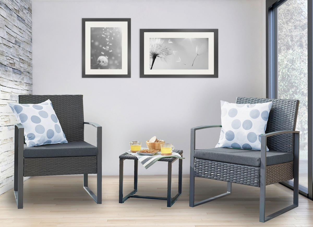 GARTENSET  - Anthrazit/Grau, Design, Kunststoff/Textil - Livetastic