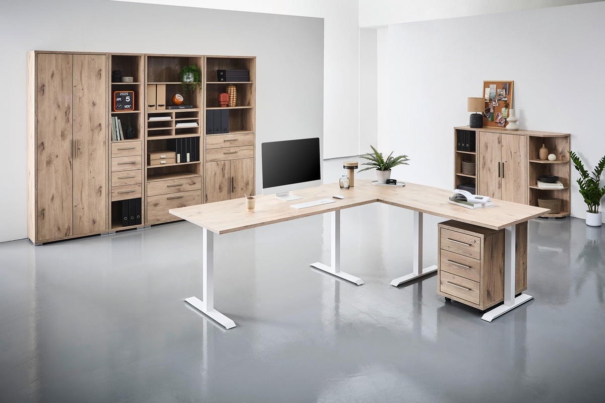 AKTENREGAL 79,7/210,4/39,5 cm  - Eichefarben/Silberfarben, KONVENTIONELL, Holzwerkstoff/Kunststoff (79,7/210,4/39,5cm) - Voleo