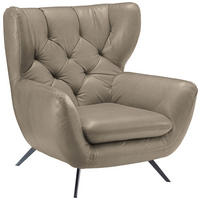 CHESTERFIELD-SESSEL in Mikrofaser Taupe  - Taupe/Schwarz, Design, Textil/Metall (100/106/95cm) - Pure Home Lifestyle
