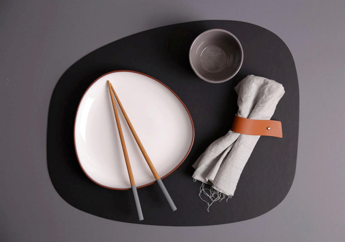 TISCHSET Leder Schwarz  - Schwarz, Basics, Leder (40/33/0.2cm)