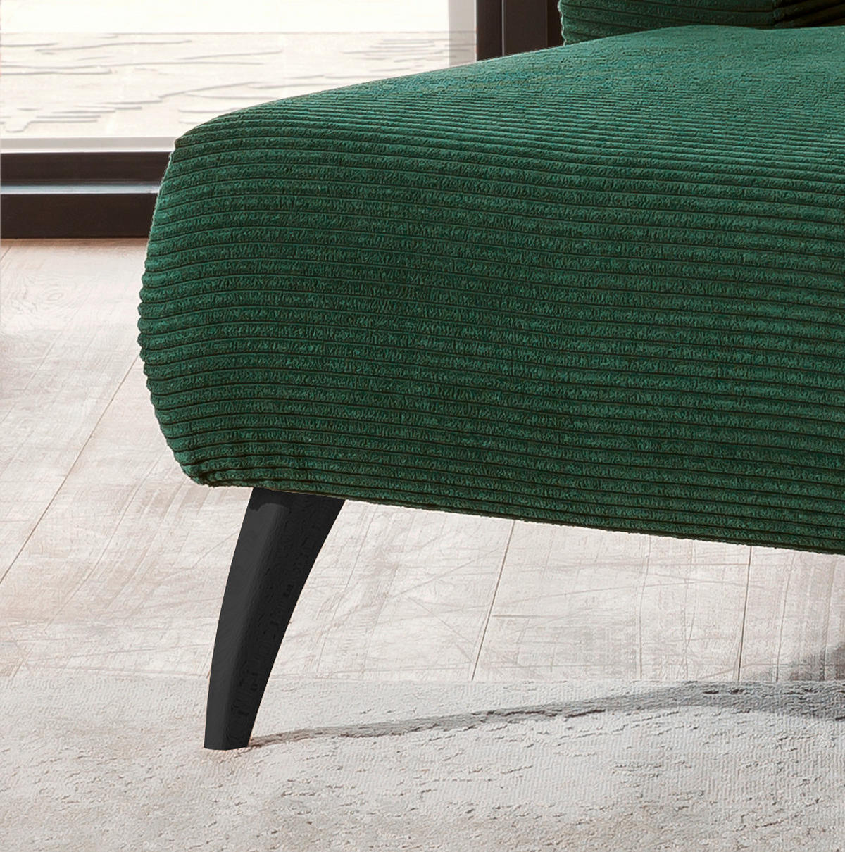 XXL-SESSEL in Cord Grün  - Schwarz/Grün, Modern, Holz/Textil (108/84/155cm) - MID.YOU