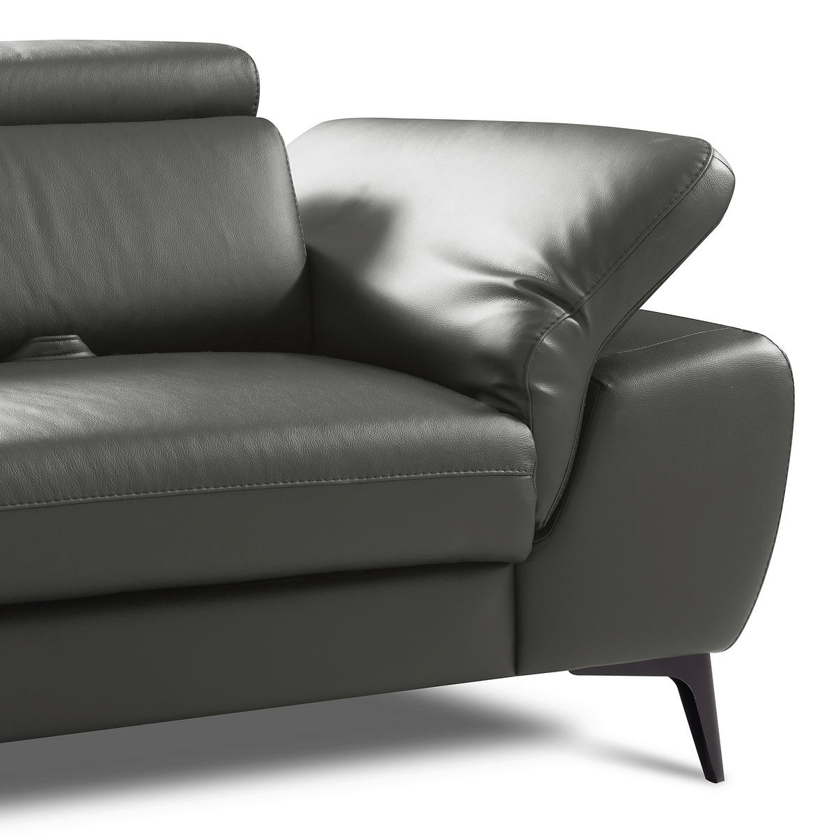 ECKSOFA  in Lederlook Echtleder Anthrazit  220/274 cm  - Anthrazit/Schwarz, Design, Leder/Textil (220/274cm) - Livetastic