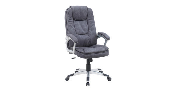 CHEFSESSEL in Mikrofaser Grau - Silberfarben/Weiß, KONVENTIONELL, Kunststoff/Textil (62/115-125/71cm) - Xora