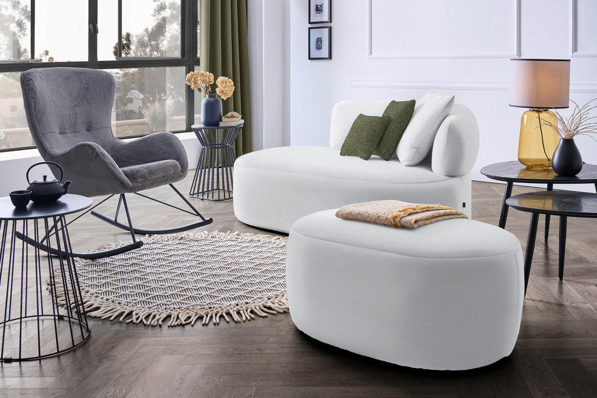 RÉCAMIERE  in Chenille Grün, Hellgrau  - Hellgrau/Schwarz, MODERN, Kunststoff/Textil (166/86/105cm) - Hom`in