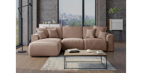 ECKSOFA in Lederlook Cappuccino  - Chromfarben/Cappuccino, KONVENTIONELL, Kunststoff/Textil (195/293cm) - Carryhome