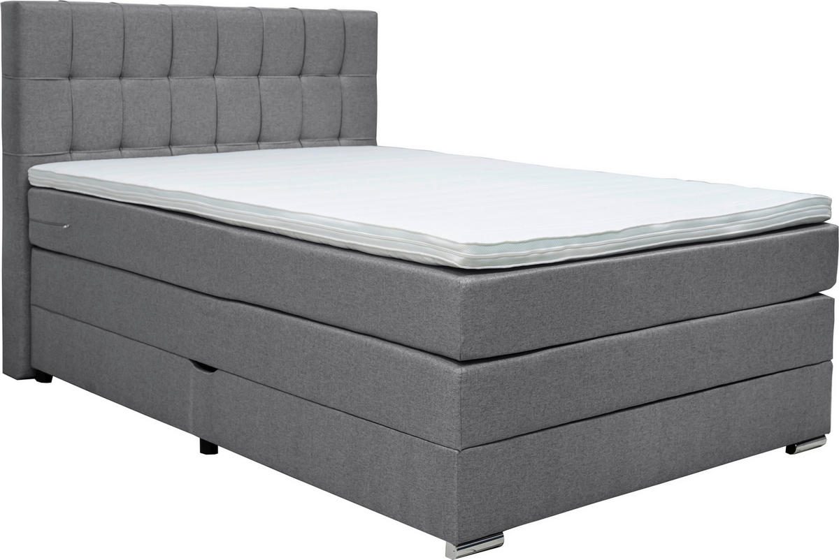 POSTELJA BOXSPRING 140 cm   x 200 cm  , tekstil siva  - siva/barve aluminija, Konvencionalno, umetna masa/tekstil (140/200cm) - Carryhome