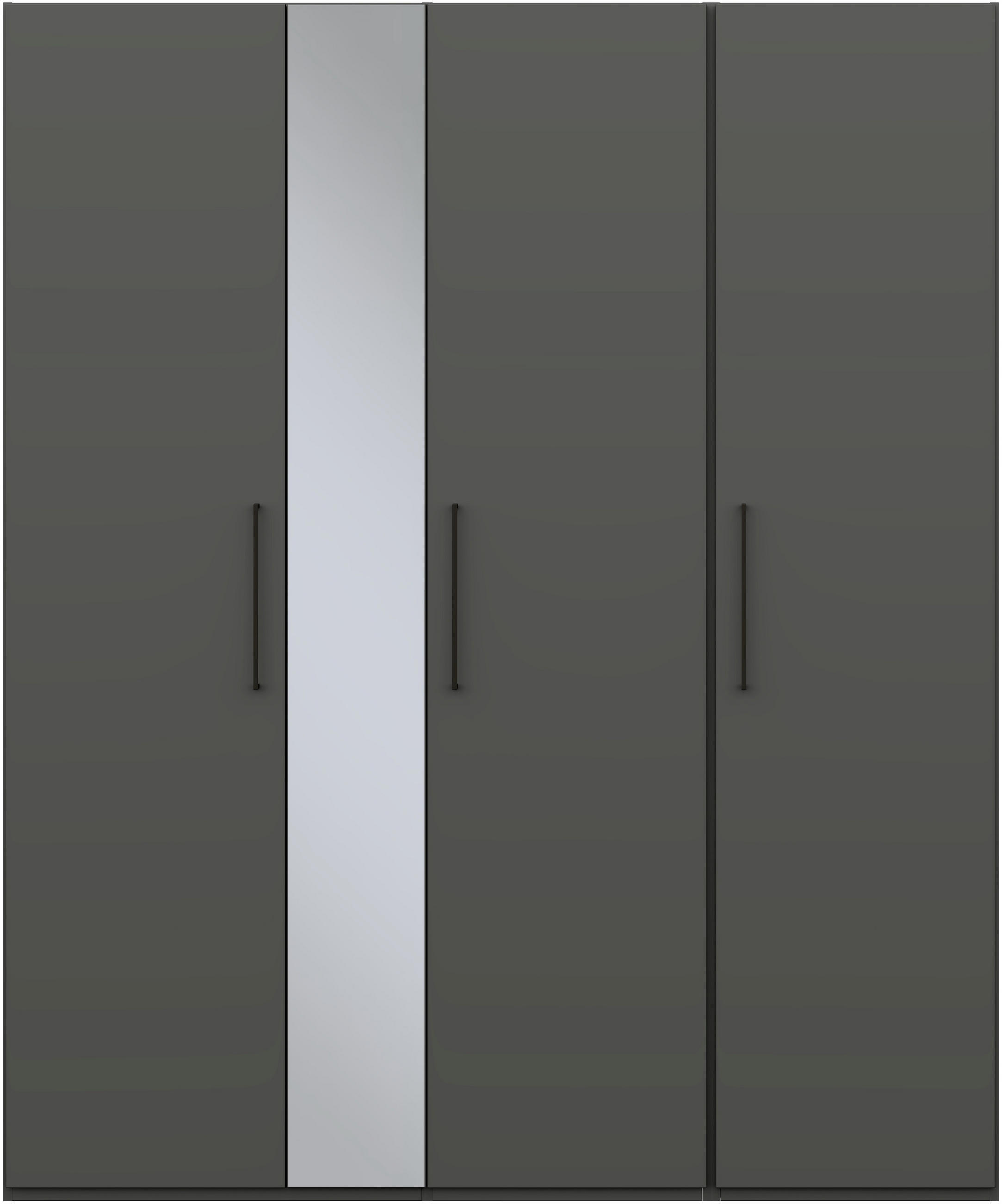 KLEIDERSCHRANK in Graphitfarben  - Anthrazit/Graphitfarben, Design, Glas/Holzwerkstoff (177,6/213,6/59,3cm) - Cantus