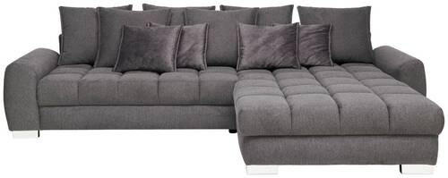 ECKSOFA Anthrazit Mikrofaser  - Chromfarben/Anthrazit, Design, Kunststoff/Textil (320/226cm) - Carryhome