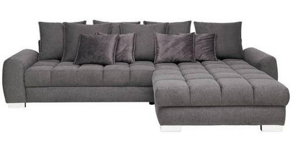 ECKSOFA Anthrazit Mikrofaser  - Chromfarben/Anthrazit, Design, Kunststoff/Textil (320/226cm) - Carryhome