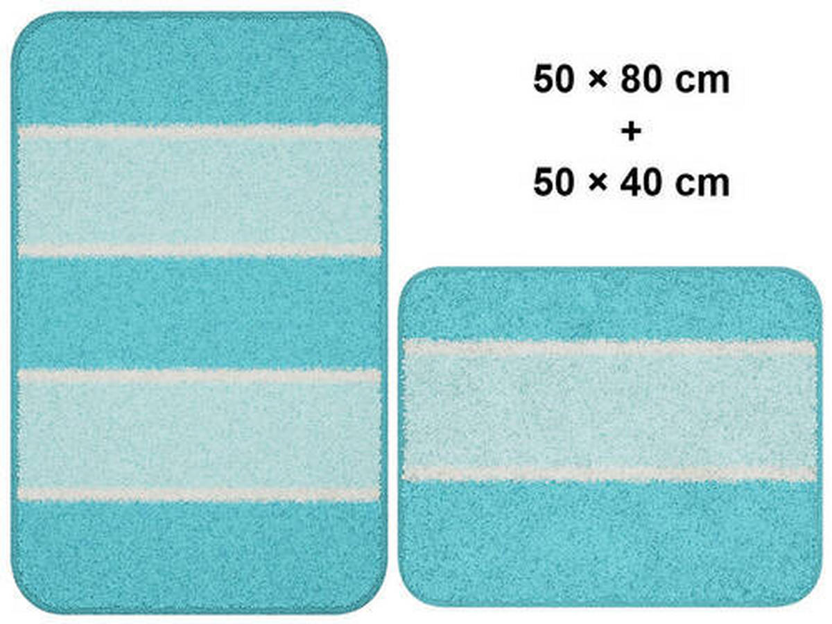 BADEMATTENSET Grund Blau 40x50/50x80 cm  - Blau, Basics, Kunststoff/Textil (40x50/50x80cm) - Grund