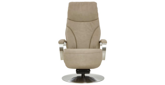 RELAXSESSEL Echtleder Relaxfunktion, Kopfteilverstellung, Nackenkissen    - Edelstahlfarben/Beige, Design, Leder/Metall (75/117/88cm) - Dieter Knoll