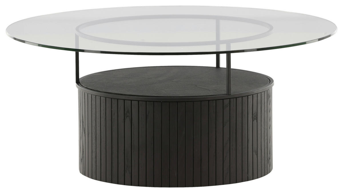 COUCHTISCH in Holz, Glas 90/90/40 cm  - Klar/Schwarz, Design, Glas/Holz (90/90/40cm) - Livetastic