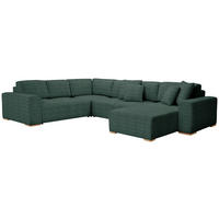 WOHNLANDSCHAFT in Cord Grün  - Buchefarben/Schwarz, Konventionell, Holz/Kunststoff (283/371/208cm) - Livetastic