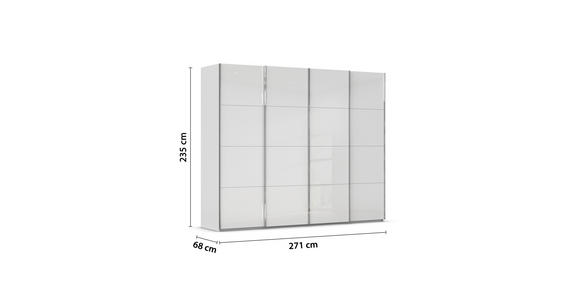 SCHWEBETÜRENSCHRANK 271/235/68 cm 4-türig Grau, Weiß - Chromfarben/Weiß, Design, Glas/Holzwerkstoff (271/235/68cm) - Novel