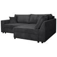 ECKSOFA Anthrazit Cord  - Anthrazit/Schwarz, KONVENTIONELL, Kunststoff/Textil (245/153cm) - Carryhome