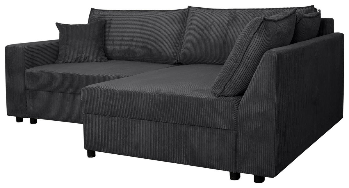 ECKSOFA Anthrazit Cord  - Anthrazit/Schwarz, KONVENTIONELL, Kunststoff/Textil (245/153cm) - Carryhome