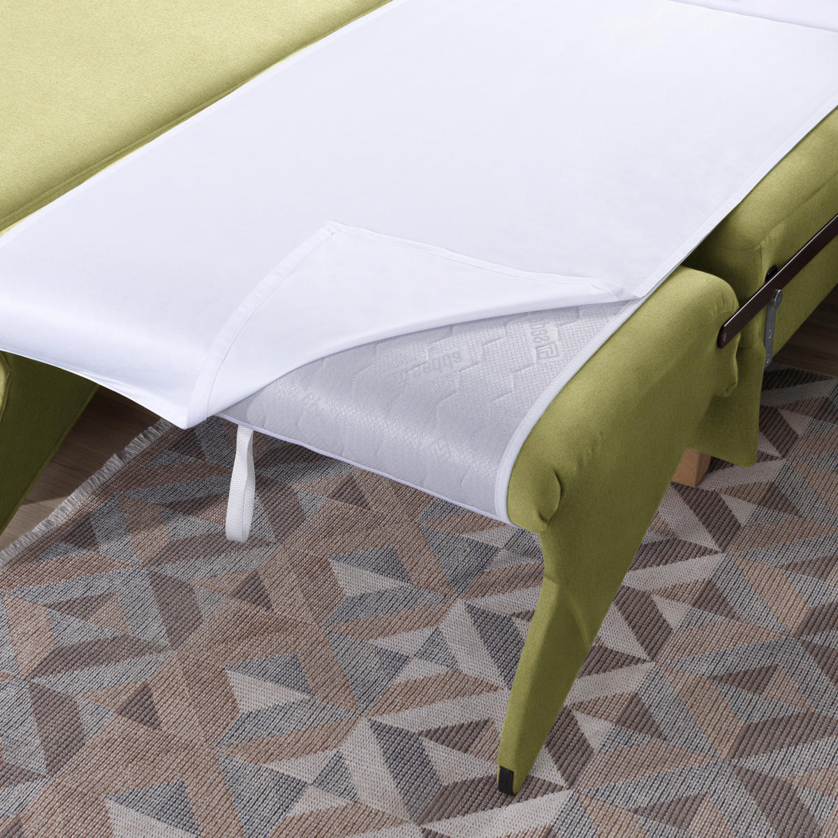 ECKSOFA in Flachgewebe Hellgrün  203/261 cm  - Eichefarben/Hellgrün, KONVENTIONELL, Holz/Textil (203/261cm) - Sedda
