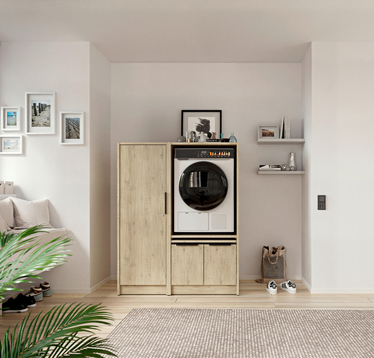 MEHRZWECKSCHRANK 50/150/68 cm  in Eichefarben  - Eichefarben/Schwarz, Basics, Holzwerkstoff/Kunststoff (50/150/68cm) - MID.YOU