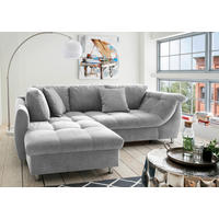 ECKSCHLAFSOFA  mit Liegefunktion, seitenverkehrt erhältlich Mikrofaser Grau  - Chromfarben/Grau, MODERN, Textil/Metall (190/250cm) - Livetastic