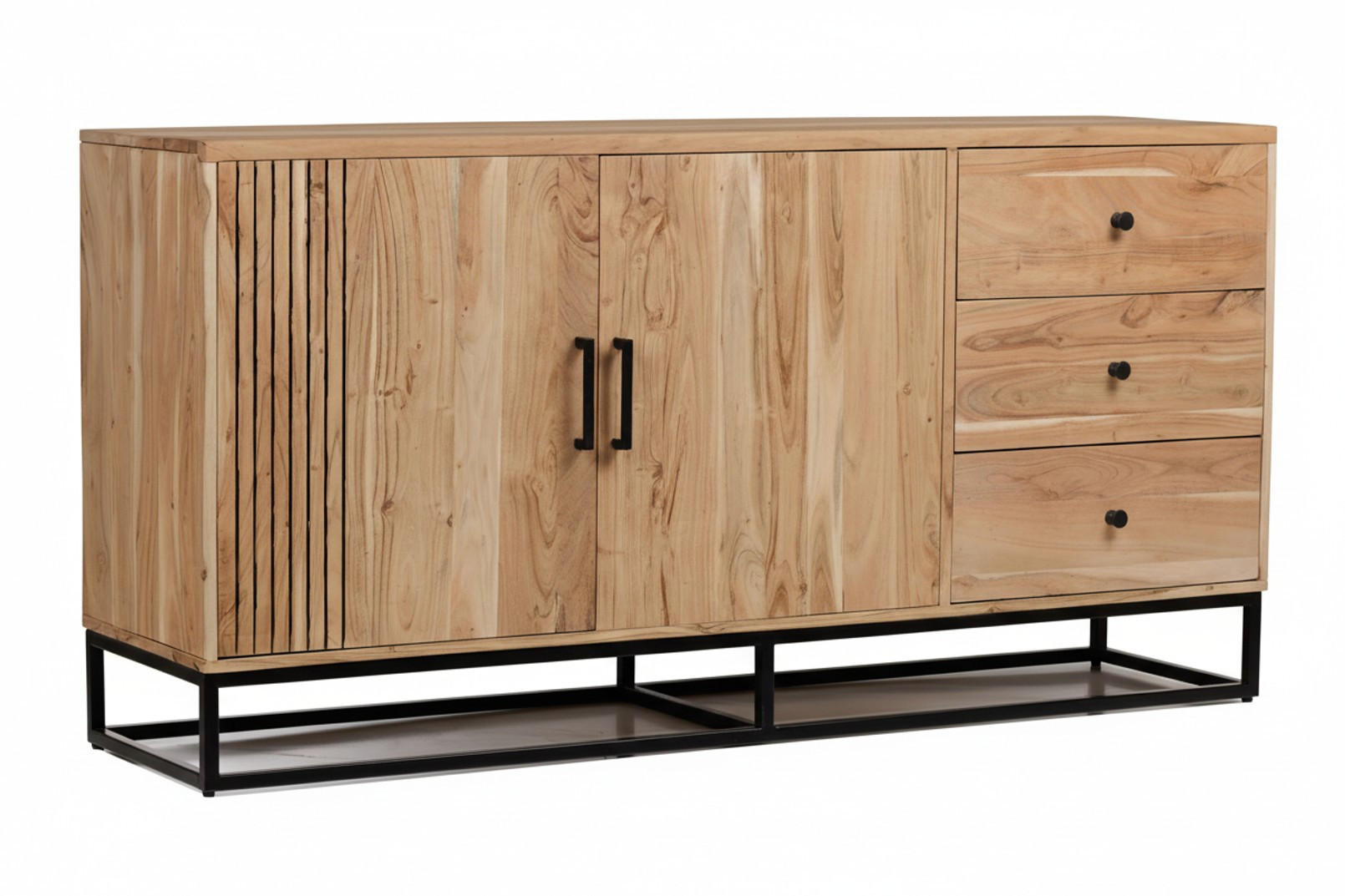 SIDEBOARD  in 160/80/42 cm  - Schwarz/Naturfarben, Design, Holz/Metall (160/80/42cm) - Livetastic