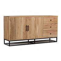 SIDEBOARD  160/80/42 cm 3 Schublade(n)  - Schwarz/Naturfarben, Design, Holz/Metall (160/80/42cm) - Livetastic