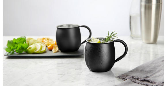 MOSCOW-MULE-BECHER  - Edelstahlfarben/Schwarz, Basics, Metall (8,5/9,5cm) - Novel