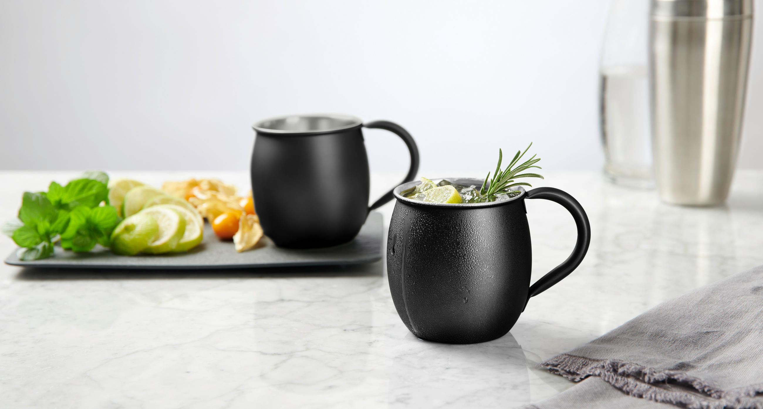 MOSCOW-MULE-BECHER  - Edelstahlfarben/Schwarz, Basics, Metall (8,5/9,5cm) - Novel