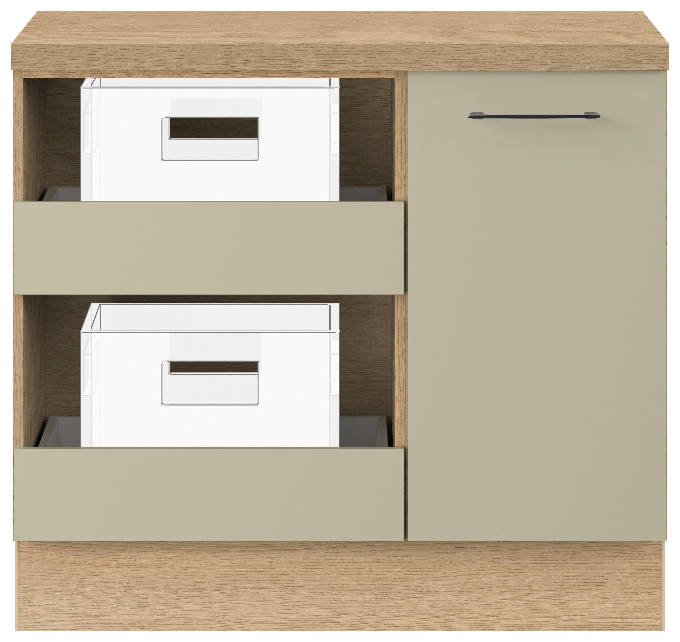 UNTERSCHRANK 100/91,8/58 cm   - Salbeigrün/Eichefarben, Basics, Holzwerkstoff/Metall (100/91,8/58cm) - Impuls