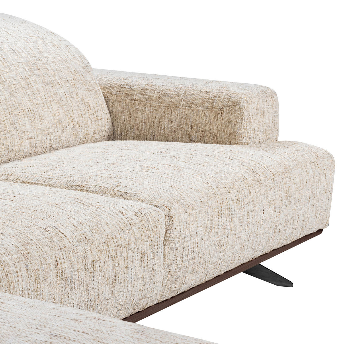 ECKSOFA PORTLAND in Struktur Beige Kopfteilverstellung  187/295 cm  - Beige/Schwarz, Design, Holz/Textil (187/295cm) - Livetastic