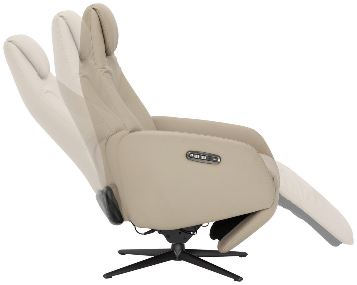 RELAXSESSEL Lederlook Echtleder    - Beige/Schwarz, KONVENTIONELL, Leder/Textil (73/112/86cm) - Livetastic