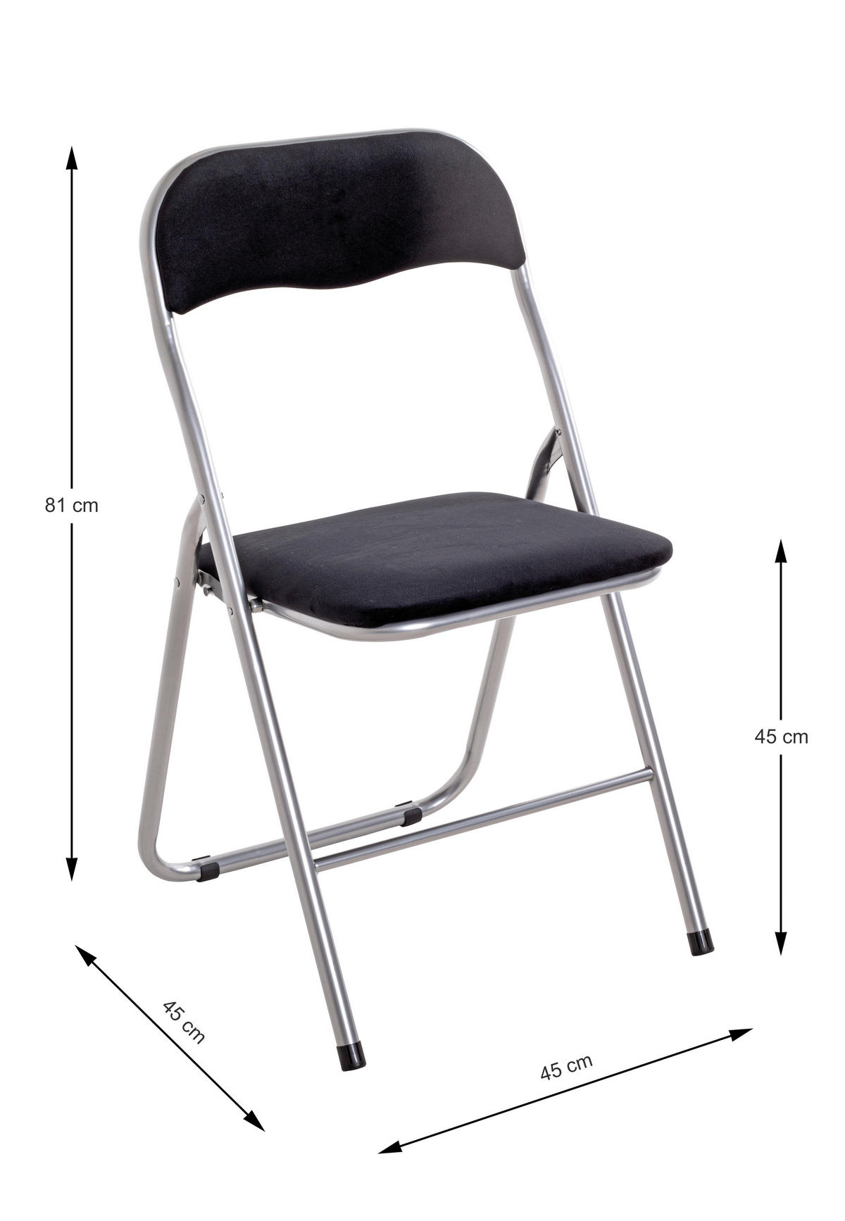 KLAPPSESSEL in Metall, Textil Grau, Schwarz  - Schwarz/Grau, Basics, Textil/Metall (45/81/45cm)