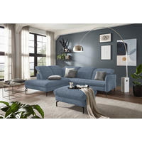 ECKSOFA in Flachgewebe Blau  233/299-313 cm  - Blau/Schwarz, Design, Textil/Metall (233/299-313cm) - Dieter Knoll