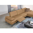 ECKSOFA in Echtleder Honig  - Schwarz/Honig, Design, Leder/Metall (325/157cm) - Dieter Knoll