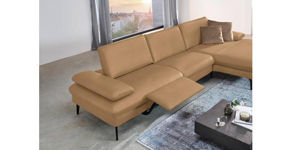 ECKSOFA in Echtleder Honig  - Schwarz/Honig, Design, Leder/Metall (325/157cm) - Dieter Knoll