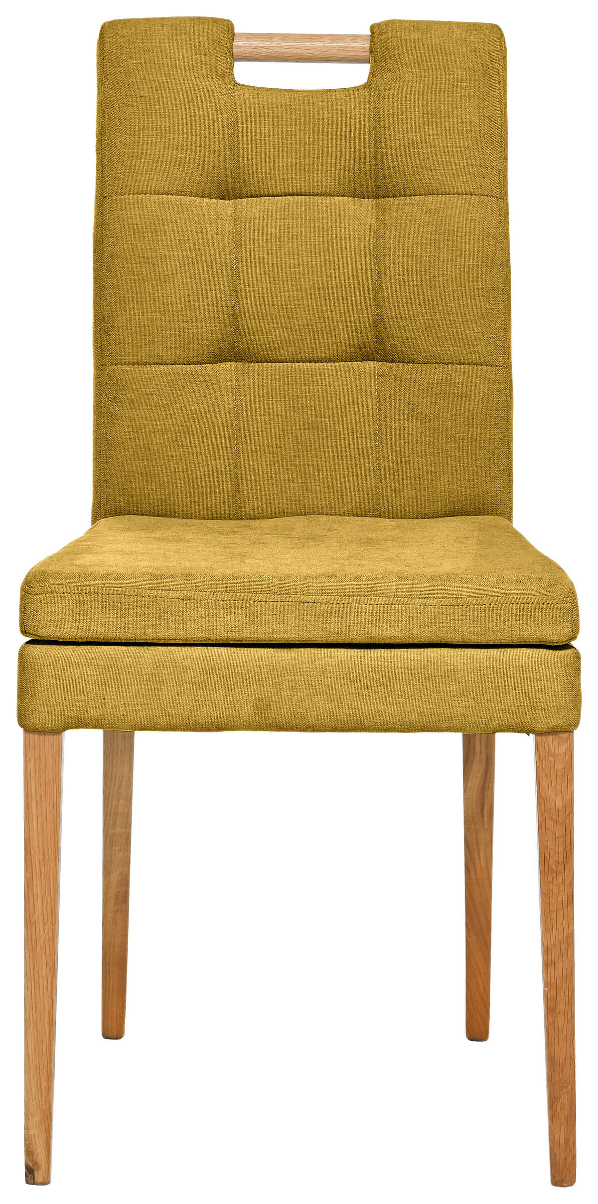 STUHL Webstoff Gelb, Eichefarben Eiche massiv  - Eichefarben/Gelb, KONVENTIONELL, Holz/Textil (47/91,5/59cm) - Celina Home