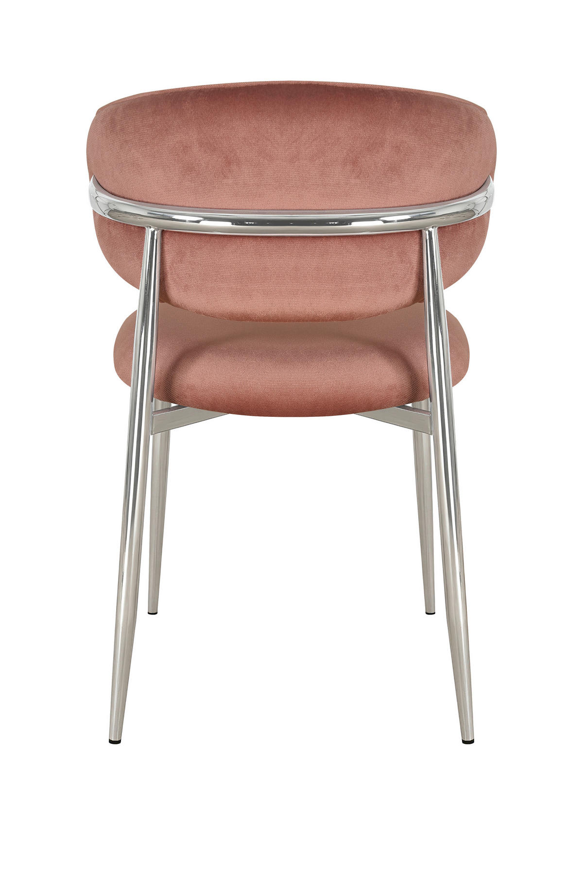 STUHL   Samt  Chromfarben, Altrosa  - Chromfarben/Altrosa, Design, Textil/Metall (54/80/59cm) - Novel