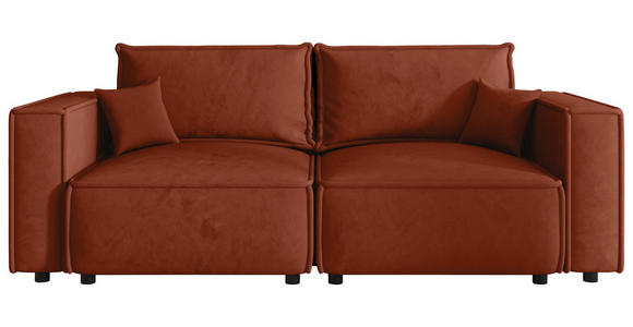 SOFA Webstoff Terracotta  - Terracotta/Schwarz, MODERN, Kunststoff/Textil (250/68/104cm) - Xora