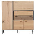HIGHBOARD  115/120/42 cm 2 Schublade(n)  - Eichefarben/Schwarz, LIFESTYLE, Holzwerkstoff/Metall (115/120/42cm) - Novel