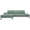 ECKSOFA in Flachgewebe Mintgrün  - Schwarz/Mintgrün, Design, Textil/Metall (180/289cm) - Stylife