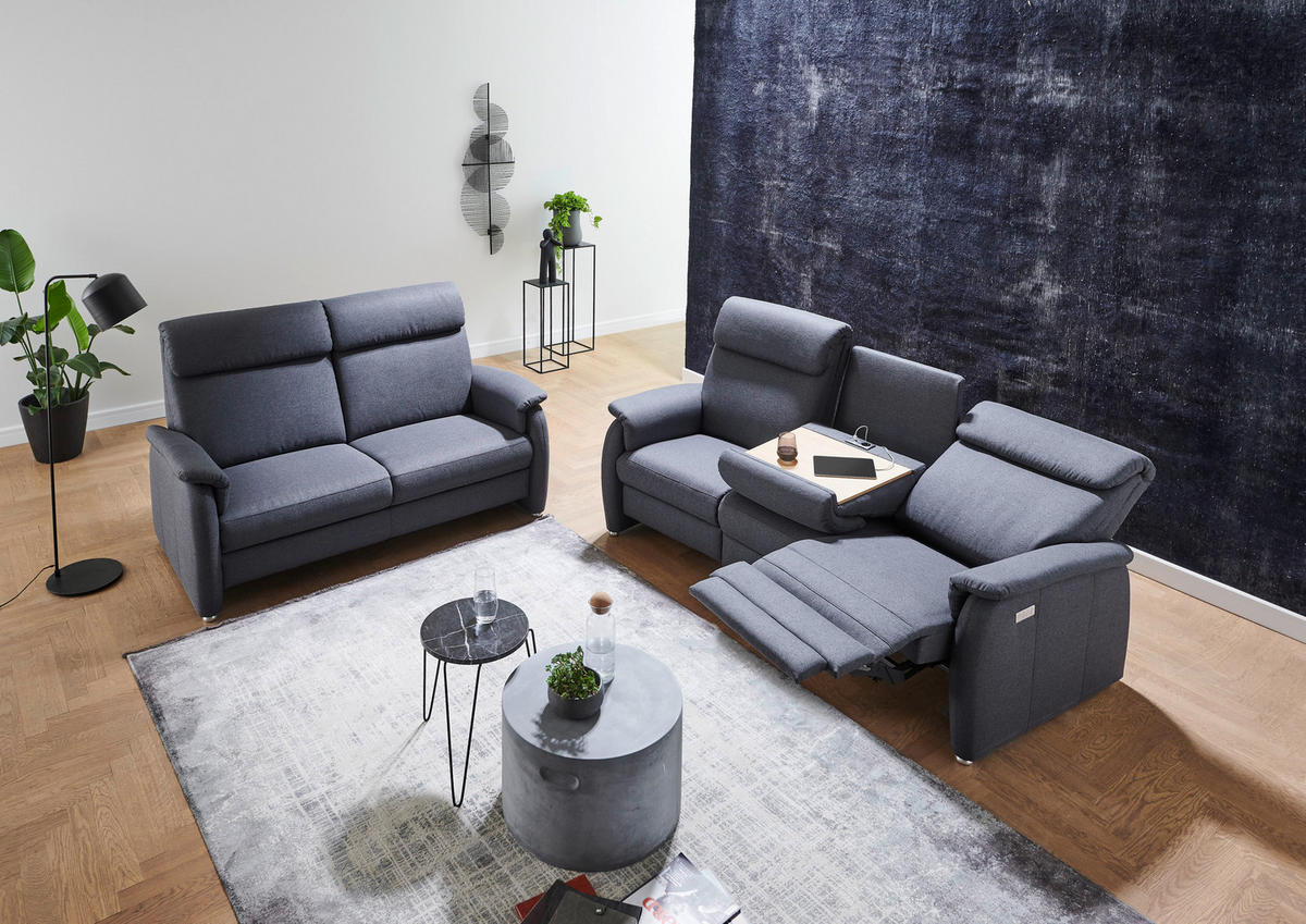 TRAPEZSOFA Flachgewebe Anthrazit  - Anthrazit, KONVENTIONELL, Textil (222/107/102cm) - Pure Home Comfort
