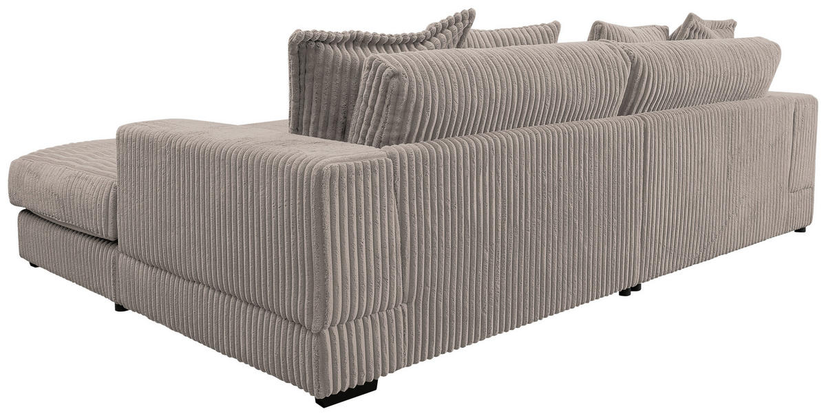 ECKSOFA in Cord Taupe  285/195 cm  - Taupe/Schwarz, Design, Kunststoff/Textil (285/195cm) - MID.YOU