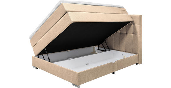 BOXSPRINGBETT  in Beige  - Beige/Alufarben, KONVENTIONELL, Kunststoff/Textil (140/200cm) - Carryhome