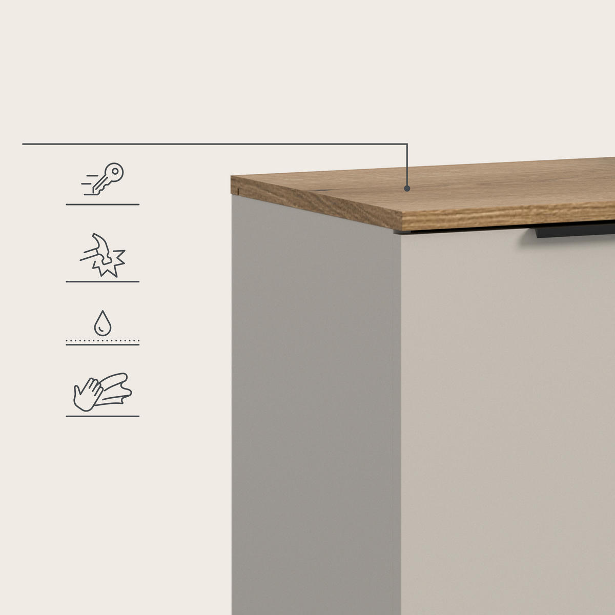 SIDEBOARD  180/86/38 cm 1 låda(or)  - svart/kashmir, Design, trämaterial/plast (180/86/38cm) - MID.YOU