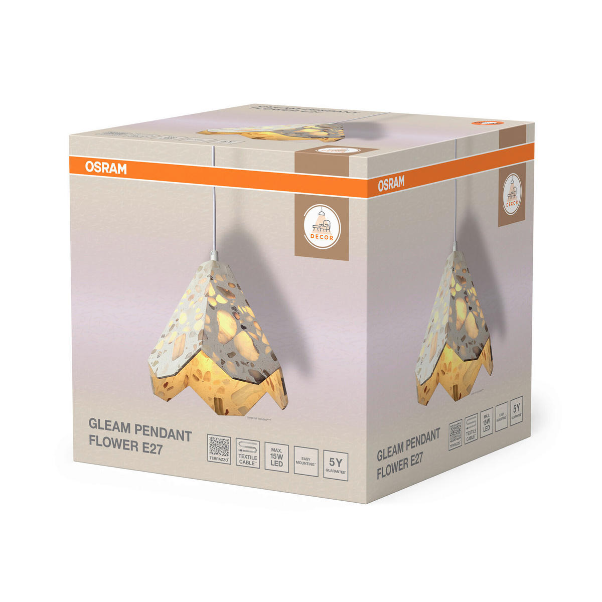 HÄNGELEUCHTE 26,4/26,2/150 cm  - Beige, Basics, Stein (26,4/26,2/150cm) - Osram
