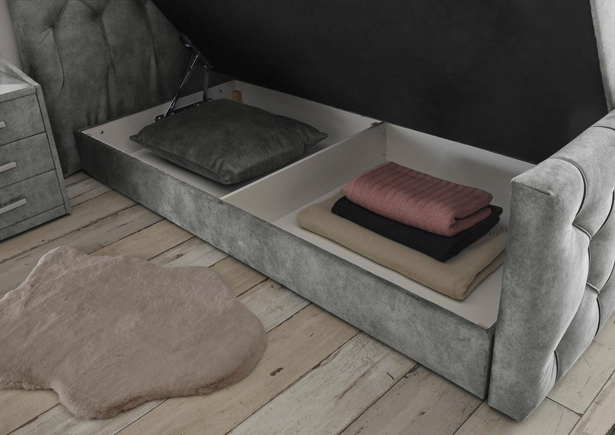 BOXSPRINGBETT 180/200 cm  in Grau  - Grau, MODERN, Holzwerkstoff/Kunststoff (180/200cm) - MID.YOU