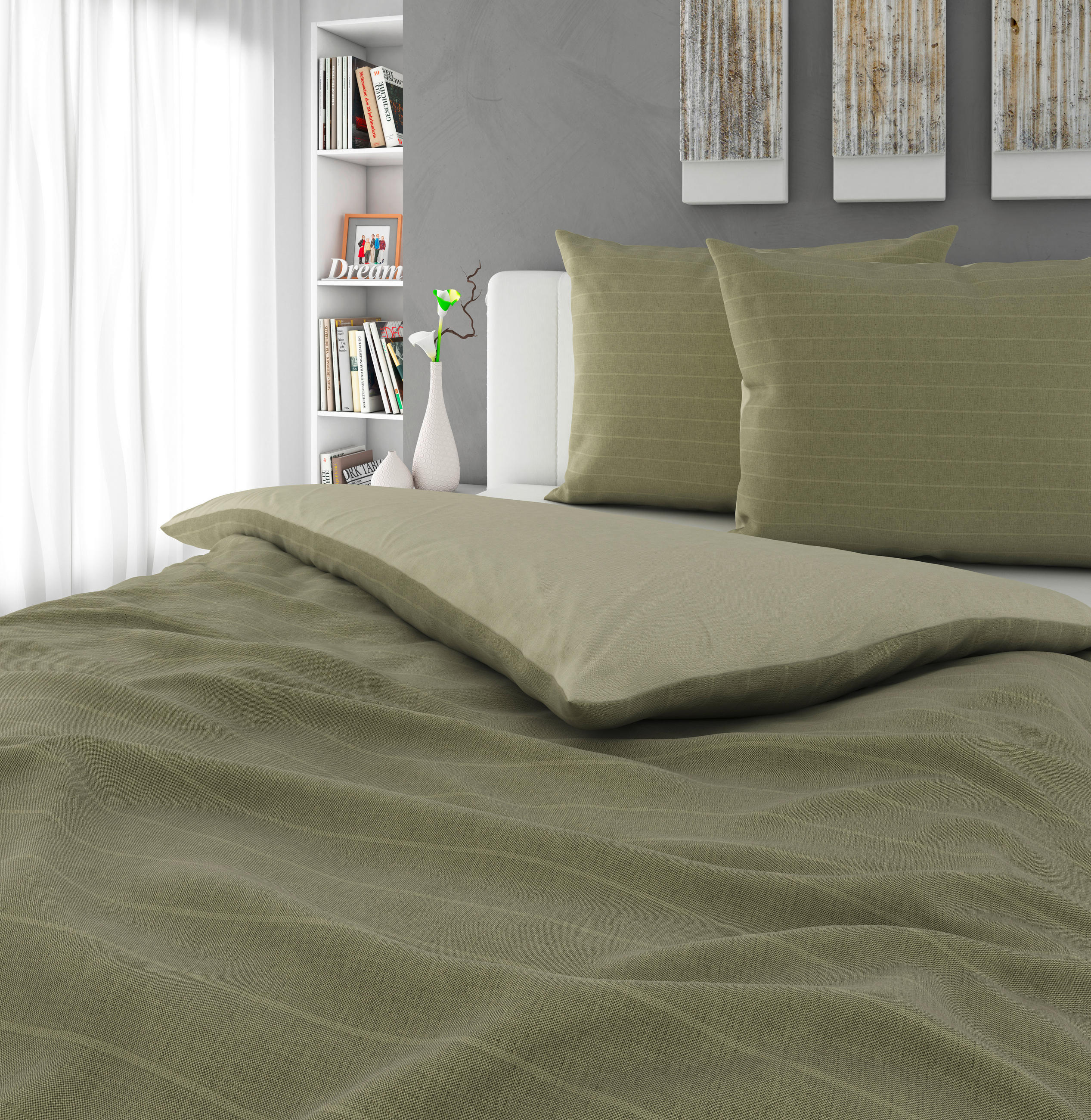 OBOJSTRANNÁ POSTEĽNÁ BIELIZEŇ, renforcé, zelená, 200/200 cm - zelená, Design, textil (200/200cm) - Bio:Vio