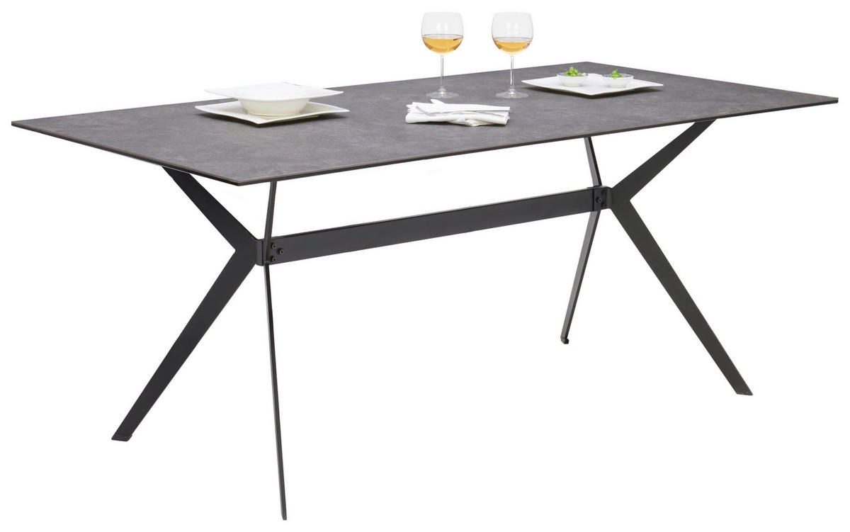 ESSTISCH in Metall, Keramik 180/90/75 cm  - Schwarz/Grau, Design, Keramik/Metall (180/90/75cm) - Hom`in