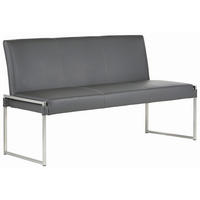 SITZBANK in Metall, Leder Grau, Edelstahlfarben  - Edelstahlfarben/Grau, Design, Leder/Metall (160/90/65cm) - Bert Plantagie