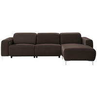 ECKSOFA Dunkelbraun Echtleder  - Chromfarben/Dunkelbraun, Design, Leder/Metall (292/177cm) - Pure Home Lifestyle