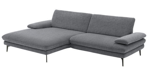 ECKSOFA in Velours Silberfarben 184/284 cm - Silberfarben/Schwarz, Design, Textil/Metall (184/284cm) - Dieter Knoll